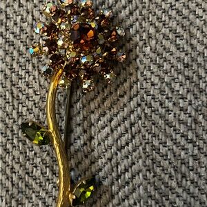 Vintage Amber & Green with Gold Tone Brooch